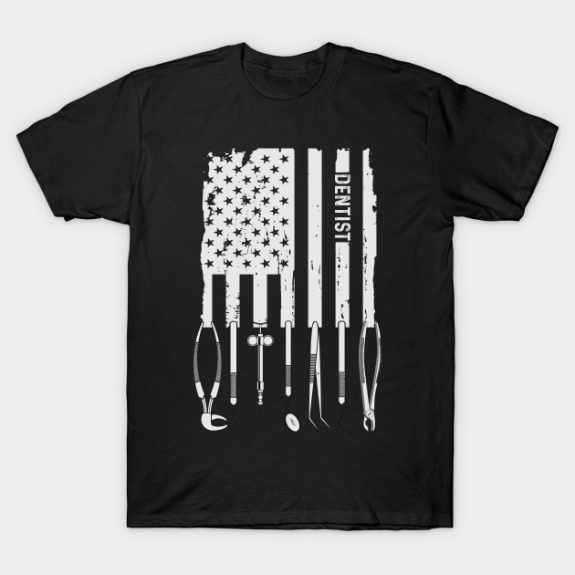 Vintage Dentist Dental Hygienist American Flag 4th Of July T-Shirt by mrsmitful01